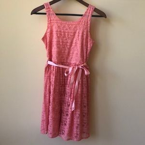 DKNY Pink Lace Skater Dress